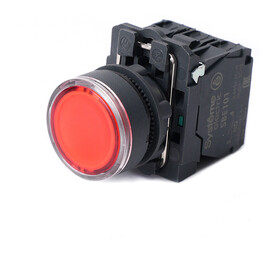 Кнопка SB5 с подсветкой в сборе модульная 22мм красная пластик 24ВDC 1НО+1НЗ